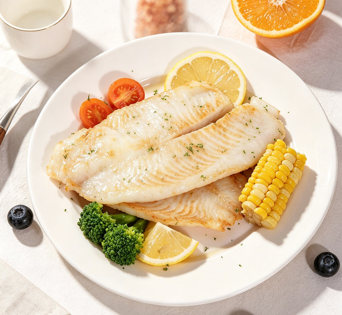 Seared Tilapia Fillets with Fresh Vegetables